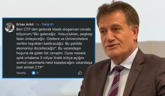 Arıklı: CTP aylık 3 milyar TL'lik açığı nasıl kapatacağını somut rakamlarla açıklamalı